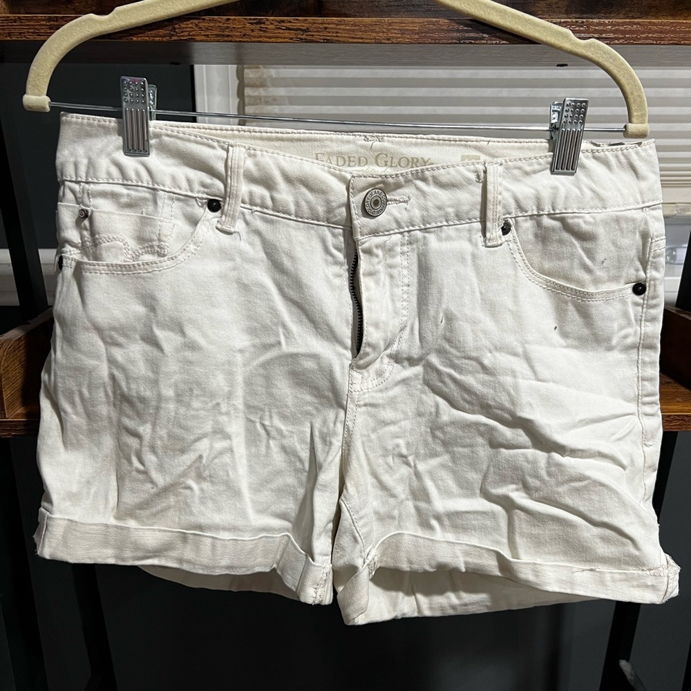 Faded Glory White Stretch Denim Shorts